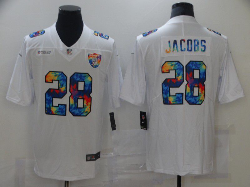 Men Oakland Raiders #28 Jacobs White Rainbow version 2021 Nike NFL Jersey->san francisco 49ers->NFL Jersey